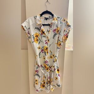 Express Floral Midi Dress - White and Yellow